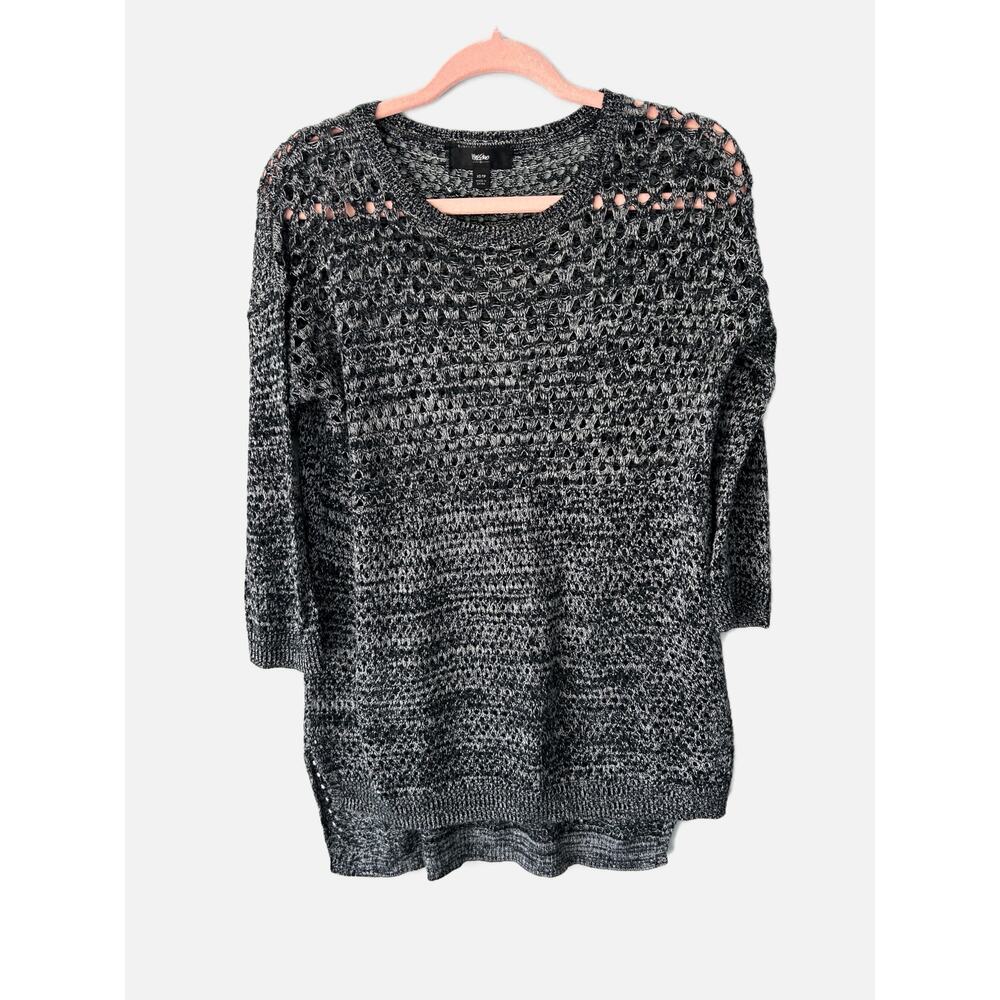 Mossimo Gray Open Knit  3/4 Sleeve Sweater Extra Small